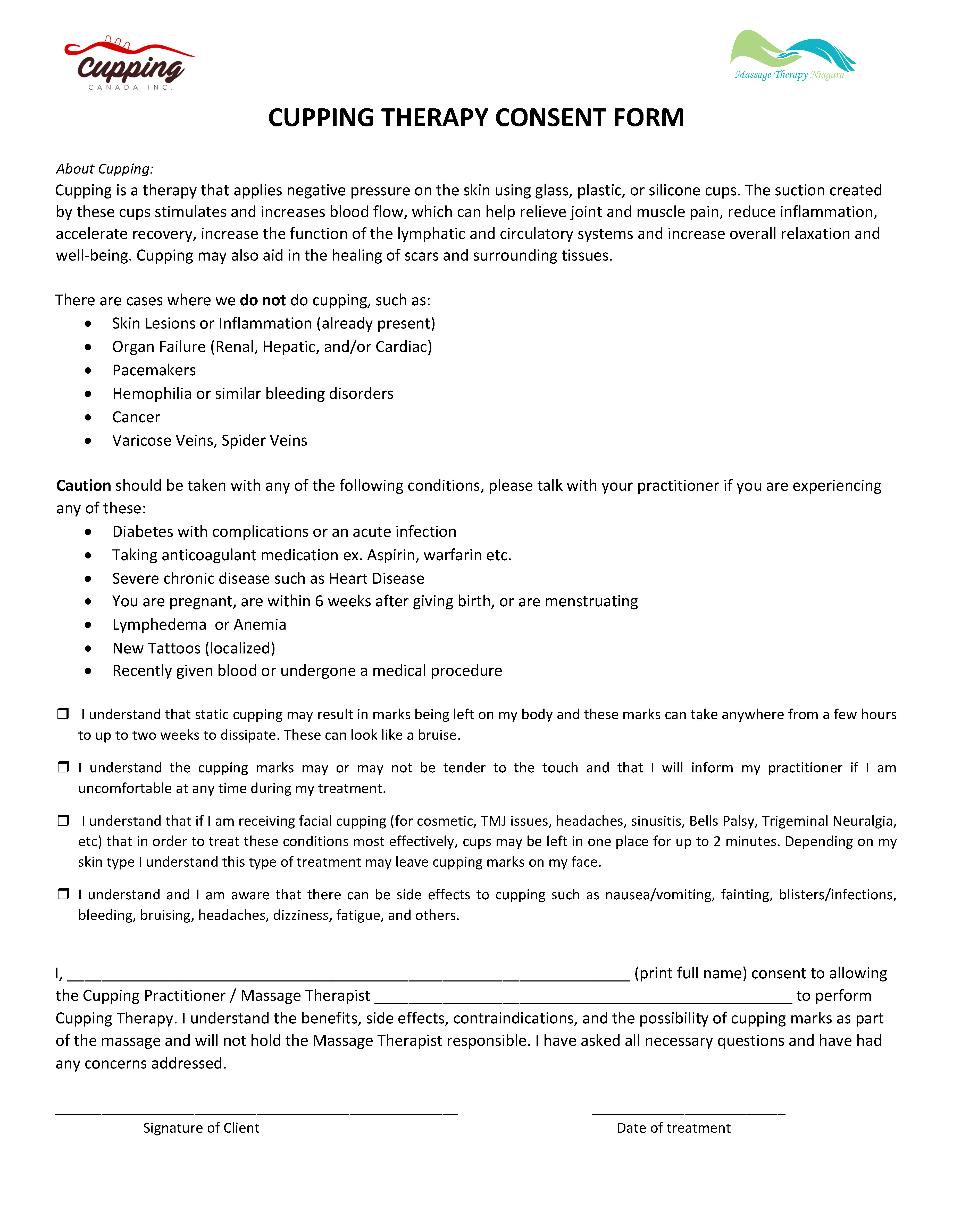 Cupping Therapy Consent Form